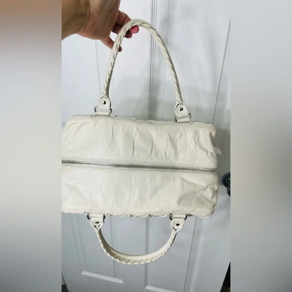 Balenciaga White Quilted Satchel with Pouch